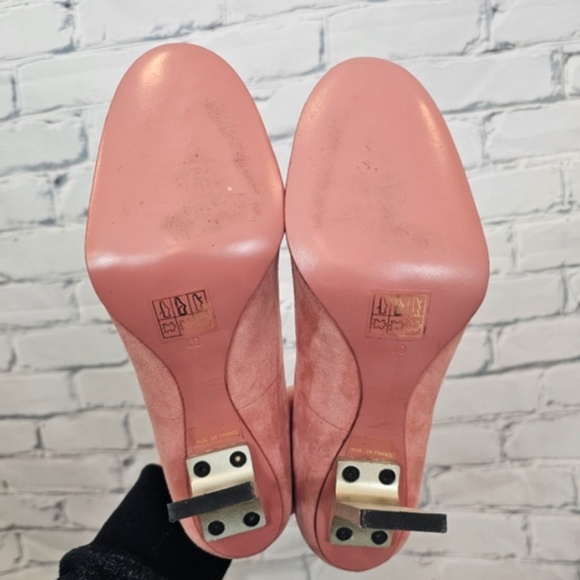 Pierre Hardy Pink Suede French Faux Metal Girder Industrial Heels - Picture 4 of 6